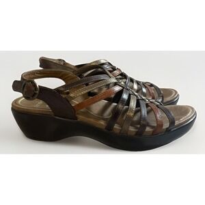 Dansko Drea Metallic Tri Color Leather Strappy Sandals Women's Size 36